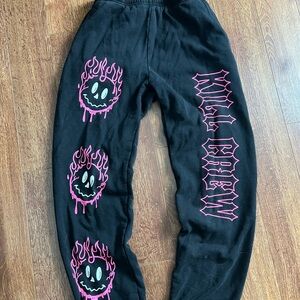 Kill Crew Joggers with Black and Pink Flame Design